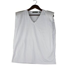 BLANKNYC Womens XS White Muscle Tee V-Neck Tank Top Minimalist Basic 100% Cotton